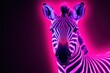 pink neon color zebra closeup synthwave background