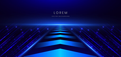 Wall Mural - abstract technology futuristic glowing neon arrow blue light ray with speed motion movingon dark blu