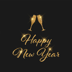 Wall Mural - Happy New Year background with a glittery gold design