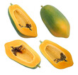 Pawpaw papaya fruits isolated on white background