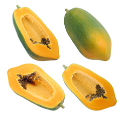 Wall Mural - Pawpaw papaya fruits isolated on white background