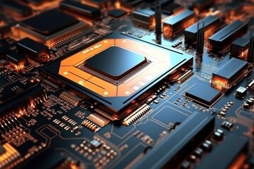 digital mainboard chipset microprosessor digital technology futuristic ai intelligent network engineering core data curcuit abstract hardware integrate microship technology background