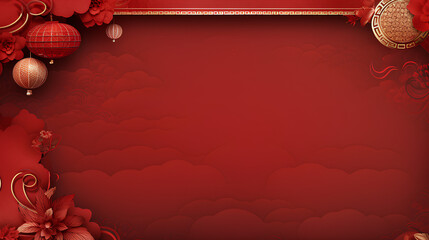 realistic image of banner background for chinese new year, include chinese lantern and roll papper