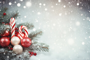 Wall Mural - Christmas ornaments with bokeh effect background