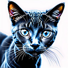 Naklejka na meble Elegant Colored Pencil Art: Redrawn Beauty of a Cat.(Generative AI)