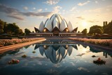 Fototapeta Londyn - The Lotus Temple, located in New Delhi, India, is a Bahai House of Worship