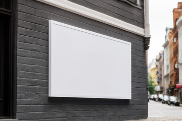 Wall Mural - A versatile mockup of a blank white wall-mounted sign