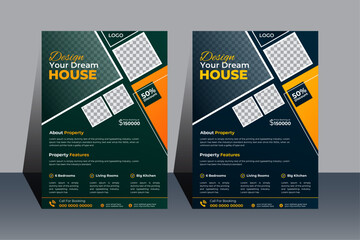 Wall Mural - Modern Real Estate Business Flyer Design Template For your business or service, Simple Real Estate Flyer Layout Bundle.