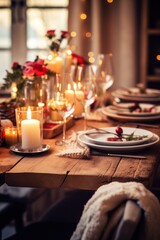  Rustic wooden table setting with festive accents
