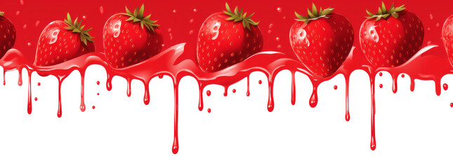 Wall Mural - Strawberry background jam vector dripping drop splash texture isolated on transparent background