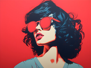 Poster - Colorful Neo Pop Art of woman wearing glasses