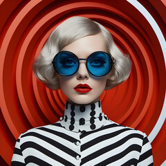 Wall Mural - Op art of woman wearing glasses