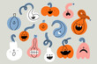 Cute colorful pumpkins vector Halloween set