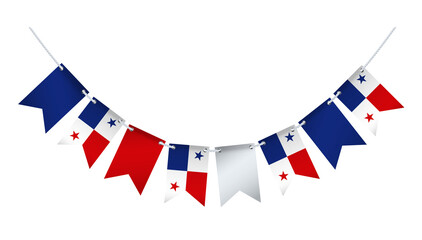 Wall Mural - Garland with the flag of Panama on a white background.
