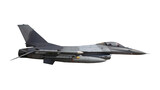 military jet fighter f-16 on transparent background