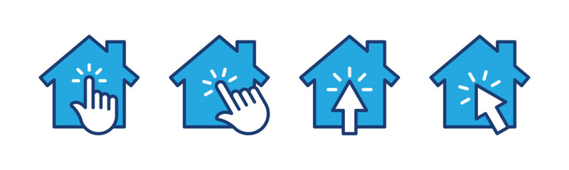 Wall Mural - Choice house icons. Selected house icon. Click house or home icon symbol on white background for apps and websites. Vector illustration