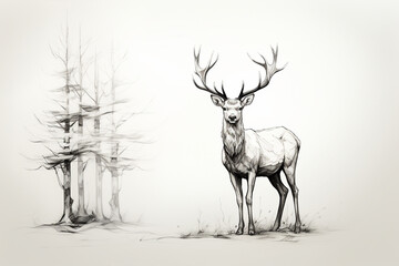 Watercolor deer background picture, picture used for decoration.