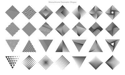 Wall Mural - set of monochrome geometric shapes. vector abstract illustration.