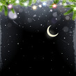 Christmas Background with Fir Branches and Moon