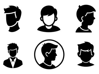 Sticker - man Profile Icon vector silhouette a set of group pack black color