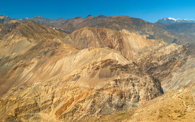 Canvas Print - Spiti valley and village as seen from Nako in summer, Himachal Pradesh, India.