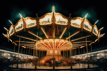 Wall Mural - Merry-Go-Round (carousel) illuminated at night.