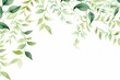 Watercolor seamless border with green leaves and branches for various creative uses. Generative AI