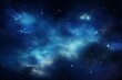 Stunning cosmic scene adorned with stars and nebulae against a deep blue background. Generative AI