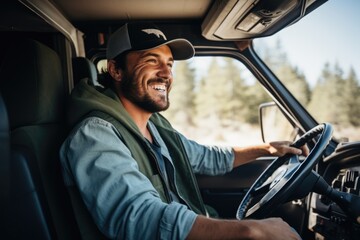 Wall Mural - Skilled young tow truck driver ready for roadside assistance