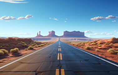 Wall Mural - Road to the horizon. Landscape with endless highway.