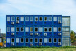 many stacked container dwellings for fugitives