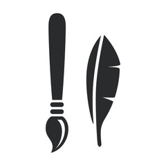 Feather cosmetics brush vector icon on white background