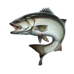 Wall Mural - Seabass, sea wolf fish predator. Sea bass illustration realistic isolate.