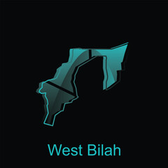 High detailed vector map of West Bilah City modern outline, Logo Vector Design. Abstract, designs concept, logo, logotype element for template.