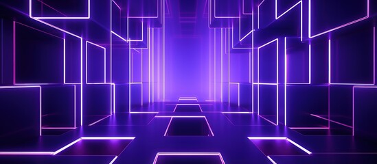 Sticker - Abstract ultraviolet geometric wallpaper with glowing neon lines in a square shape created through ai illusration