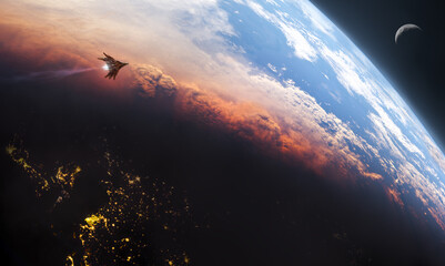Wall Mural - spaceship in space,3d illustration