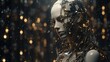 A sleek robot woman stands poised, her metallic skin reflecting ambient lights. Designed with intricate details, her humanoid form encapsulates the pinnacle of artificial intelligence technology