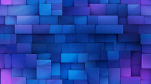 Abstract Blue / Purple Background, Gaming Wall Bricks, Cartoon Style. - Seamless Tile. Endless And Repeat Print.