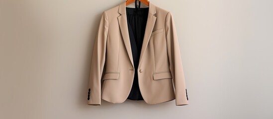 Sticker - Fashionable modern women s clothing including a suit jacket and shirt isolated on a hanger