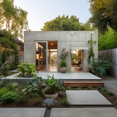 Sticker - concrete accessory dwelling unit with vegetable garden