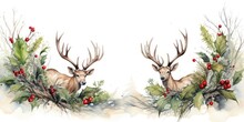 The Background Has Holly Leaves And Antlers Generative AI