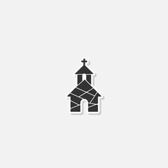 Sticker - Church stone icon sticker isolated on gray background