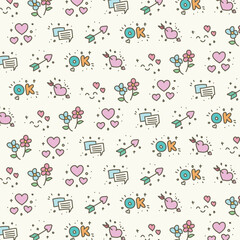 Poster - Seamless pattern with flowers and plants. Cute vector background
