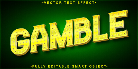 Wall Mural - Golden Gamble Vector Fully Editable Smart Object Text Effect