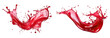 syrup red splash with droplets and bauble, isolated on a transparent background with a PNG format. syrup red flowing.