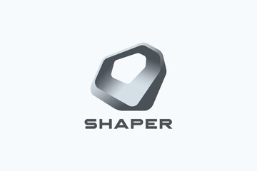 Poster - Futuristic Abstract Shape Logo Design 3D Vector template. Architecture Hitech Technology Logotype concept art app icon.