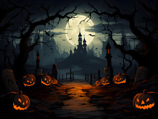 Canvas Print - Poster background of Halloween night