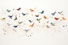 "Festive Birds Take Flight In Minimalist Watercolor Art" Ai Generated.