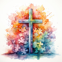 Waterco Easter Crosses white background  illustration, Generative Ai