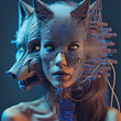 Woman wolf surrealist face